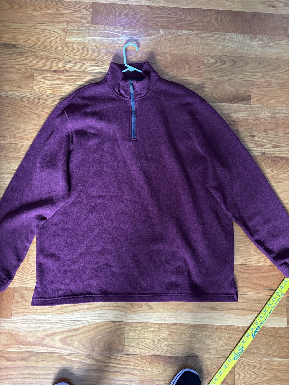 Men's Quarter-Zip knit fleece Sweater Pullover - by Haggar, Rich burgundy color